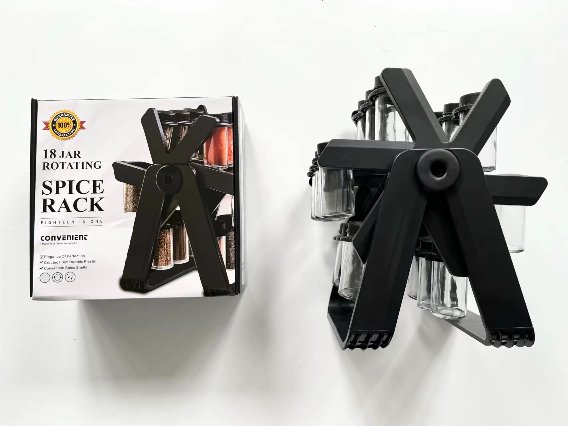 Rotating spice rack with 18 jars