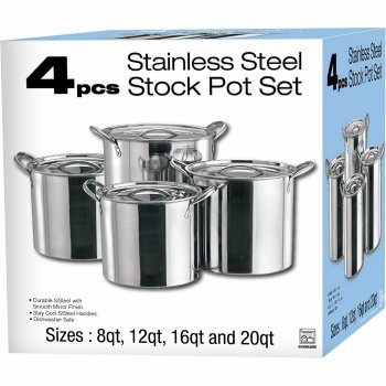 Four-piece stainless steel stock pot set