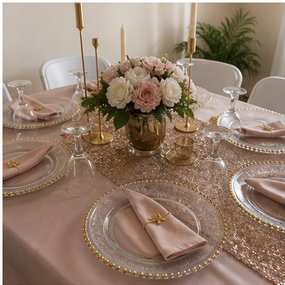 Small event setup and decor consultation: table setting sample