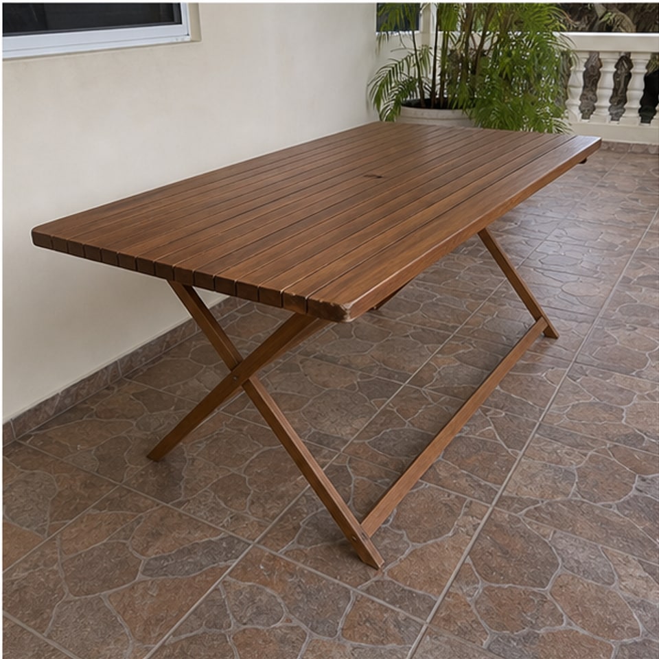 Cedar folding market table, 6 ft: table fully open